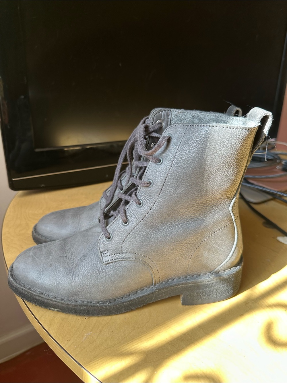 Clarks Women's Gray Lace-Up Ankle Boots